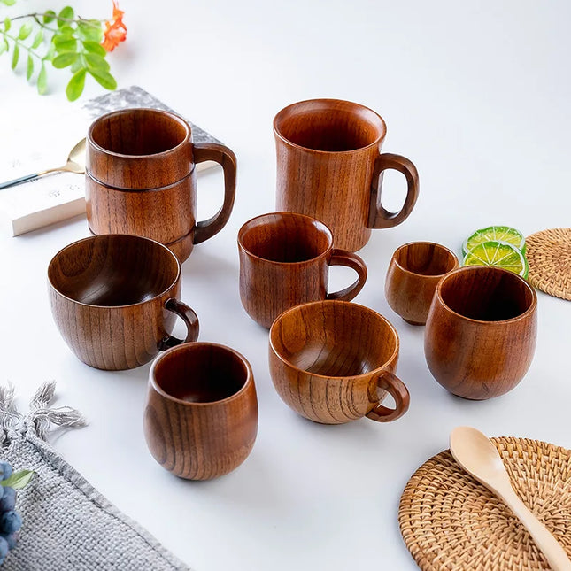 Handmade Wooden Big Belly Cups - Eco-Friendly Drinkware for Beer, Tea & Coffee