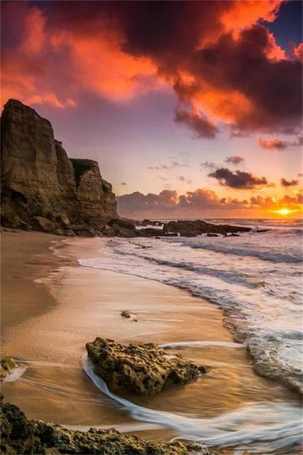 Sunset Beach Seascape Canvas Print - Nordic Landscape Wall Art Decor