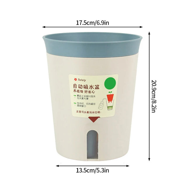 Thickened Plastic Flower Pot - Self-Watering Double-Layer Design for Plants