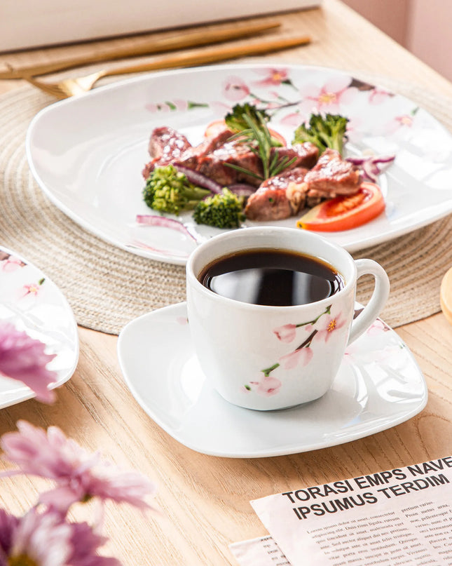 VEWEET ANNIE 60-Piece Porcelain Plate Set - Floral Dinnerware for 12