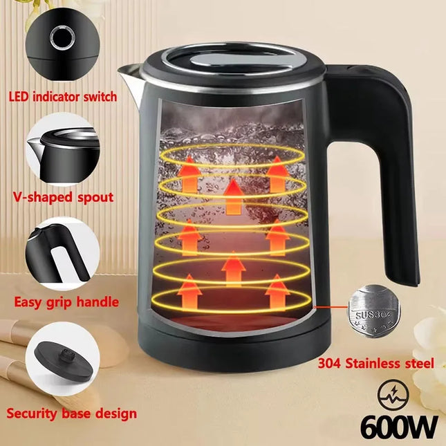 OEING Portable Electric Travel Teapot - Stainless Steel Coffee Maker