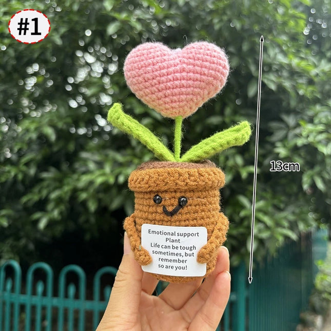 Handmade Crochet Sunflower Decor - Wool Potted Ornament for Auto Interior