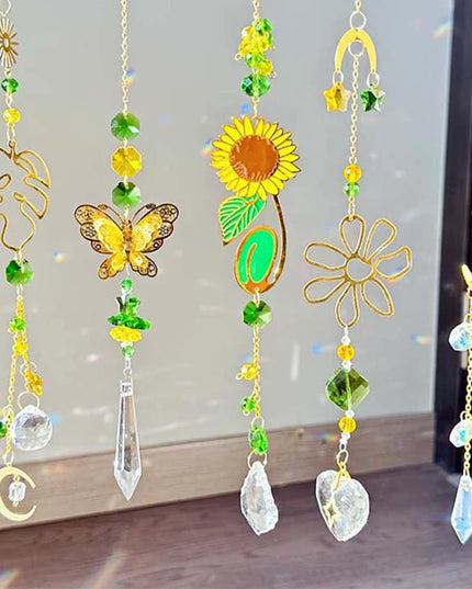 Rainbow Prism Wind Chimes - Artificial Crystal Hanging Pendant Decor