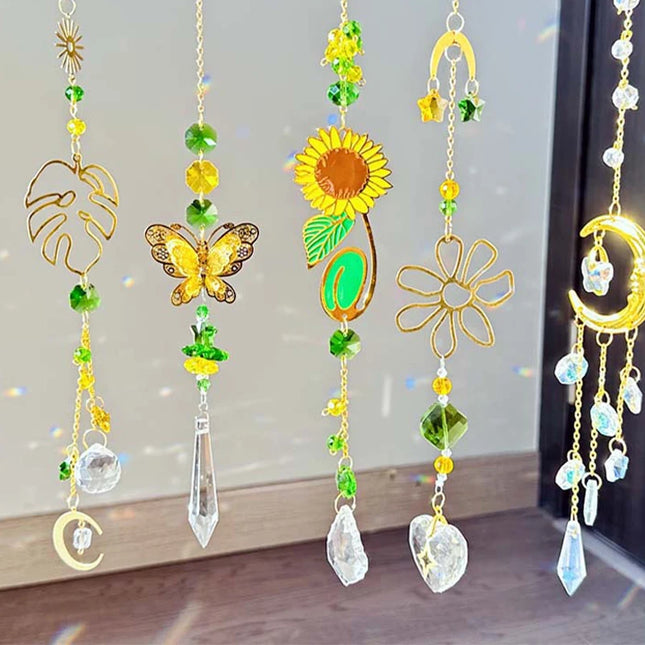 Rainbow Prism Wind Chimes - Artificial Crystal Hanging Pendant Decor