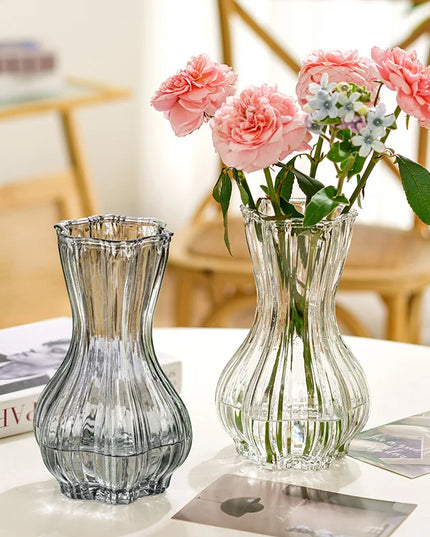 Glass Transparent Flower Vase Retro Hydroponics Plants Pot Clear Flower Container Flowers Arrangement Bottle Table Decoration