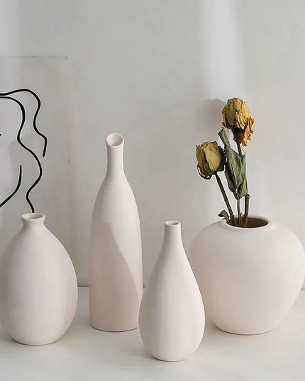Modern White Ceramic Vase - Nordic Decorative Flower Pot for Home Decor