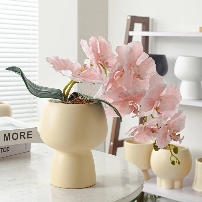 Cream Ceramic Flowerpot - Small Succulent Plant Pot for Home Decor
