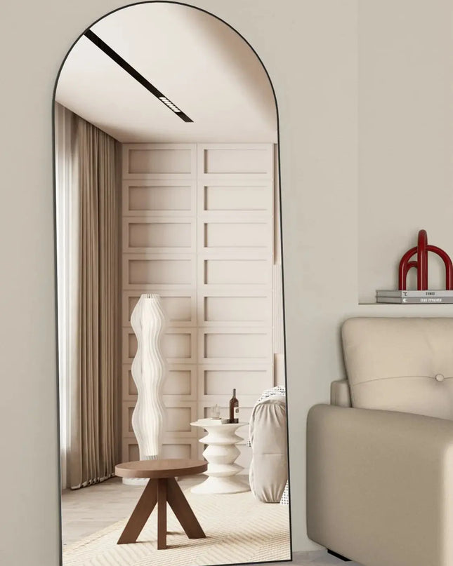 CASSILANDO Arched Full Length Mirror - Unique Black Metal Frame