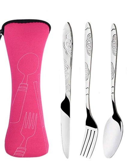 Portable Stainless Steel Dinnerware Set - 3Pcs/4Pcs/7Pcs Cutlery Kit