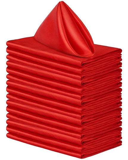 12pcs Satin Cocktail Napkins - 30x30cm Hemstitched Table Decor