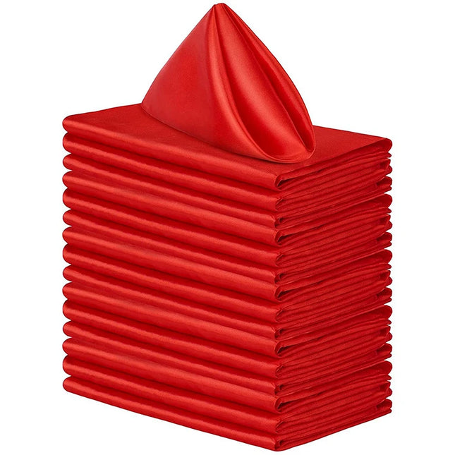 12pcs Satin Cocktail Napkins - 30x30cm Hemstitched Table Decor