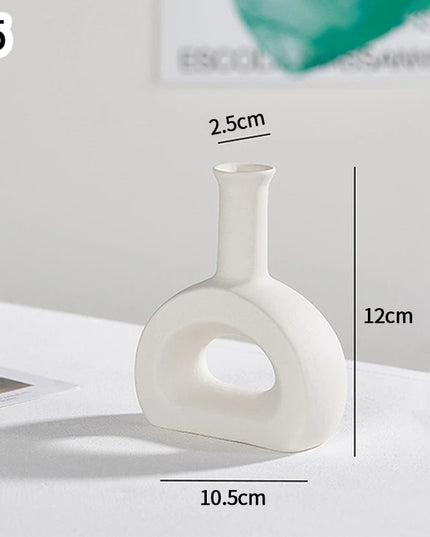 Nordic Ceramic Vase - Circular Hollow Donut Style for Home Decor