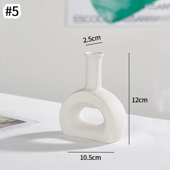 Nordic Ceramic Vase - Circular Hollow Donut Style for Home Decor