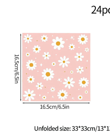 24Pcs Pink Daisy Disposable Party Plates & Cups - Perfect for Weddings & Events