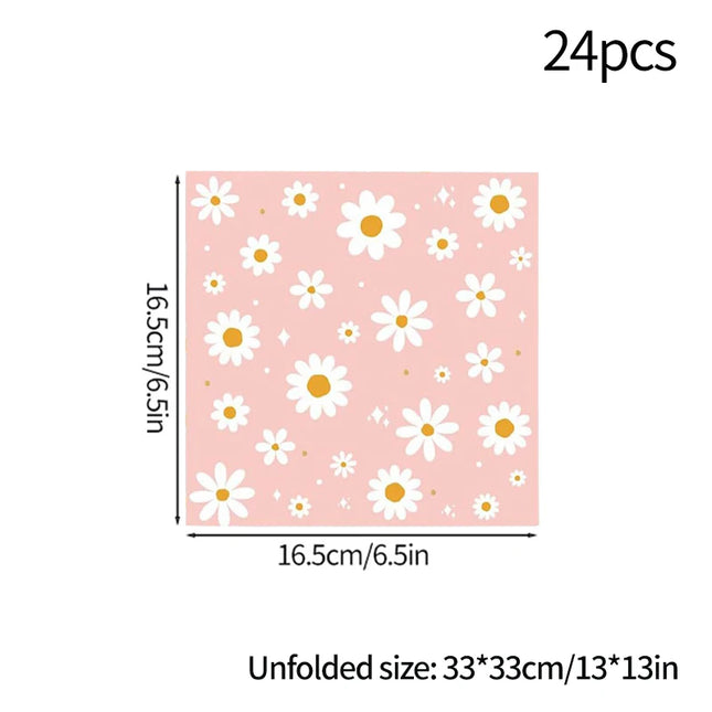 24Pcs Pink Daisy Disposable Party Plates & Cups - Perfect for Weddings & Events