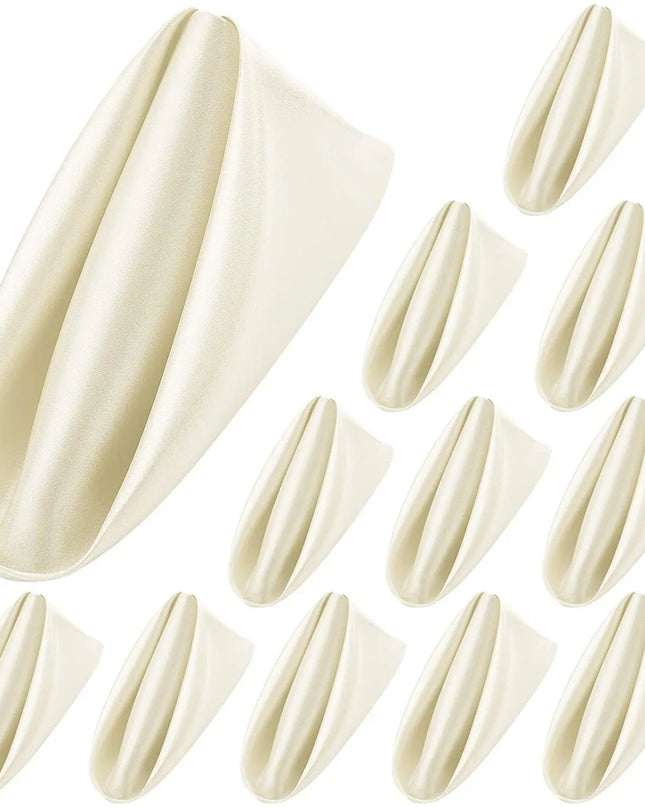 12pcs Satin Cocktail Napkins - 30x30cm Hemstitched Table Decor