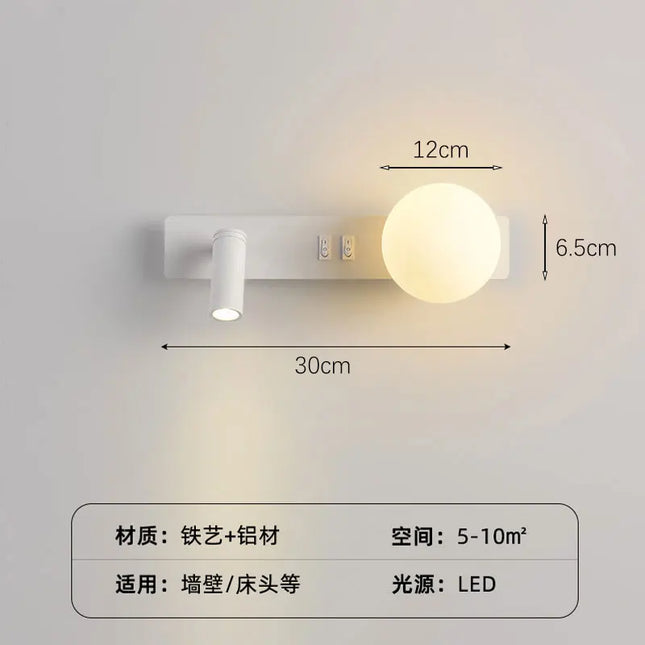 Modern Minimalist LED Wall Lamp - Creative Moon Design for Bedrooms