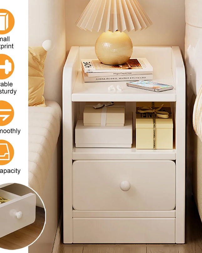 Modern Double Drawer Night Table - Sturdy Design, Small Footprint