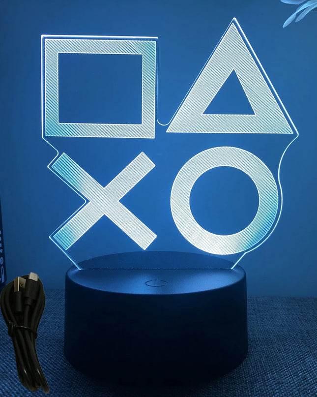 Neon Gamer 3D LED Night Light - RGB Cartoon Lamp for Bedroom