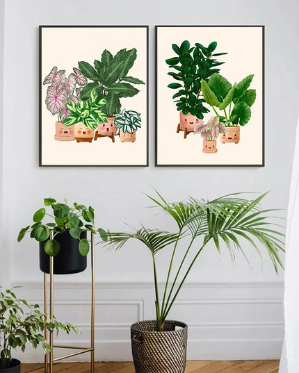 Cute Botanical Plant Club Canvas Poster - Modern Wall Art for Home Decor