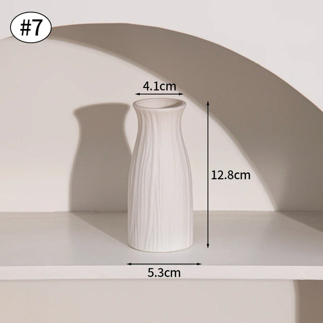 White Ceramic Nordic Vases - Elegant Decorative Flower Arrangements