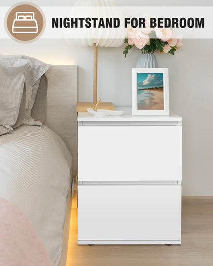 Modern White Wooden Bedside Table - 1 or 2 Drawer Nightstand
