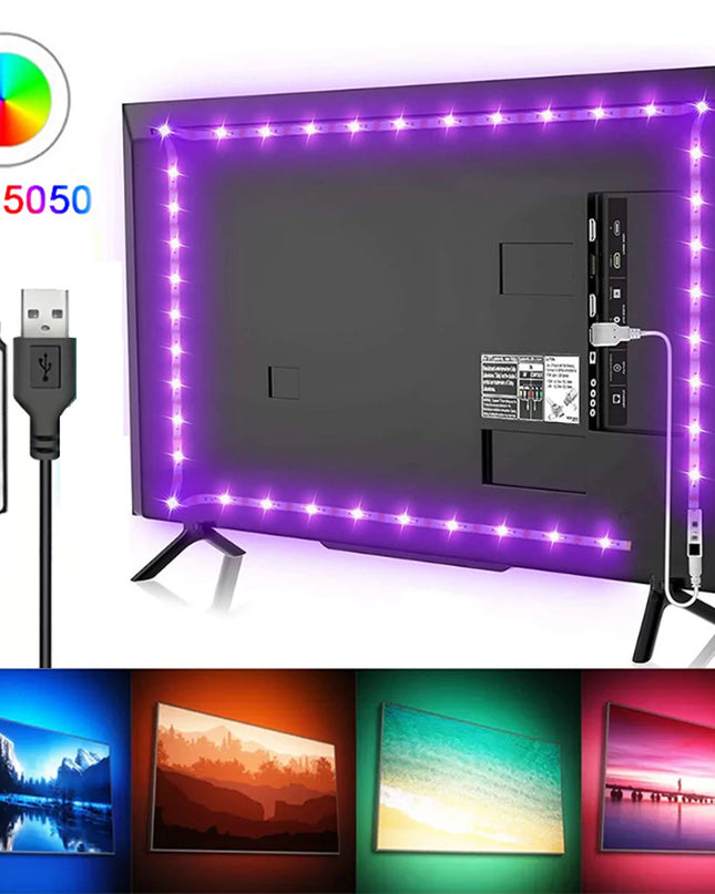 RGB USB LED Strip Light - 5050 Neon Backlight for TV & Computer