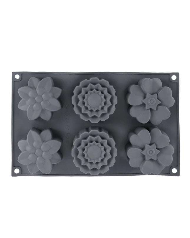 Eco-Friendly Silicone Cake Mold - 6 Flower Shapes for Baking Fun