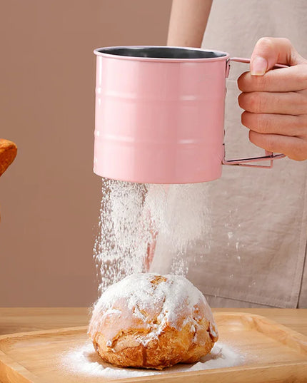 Handheld Stainless Steel Flour Sifter - Semi-Automatic Baking Tool