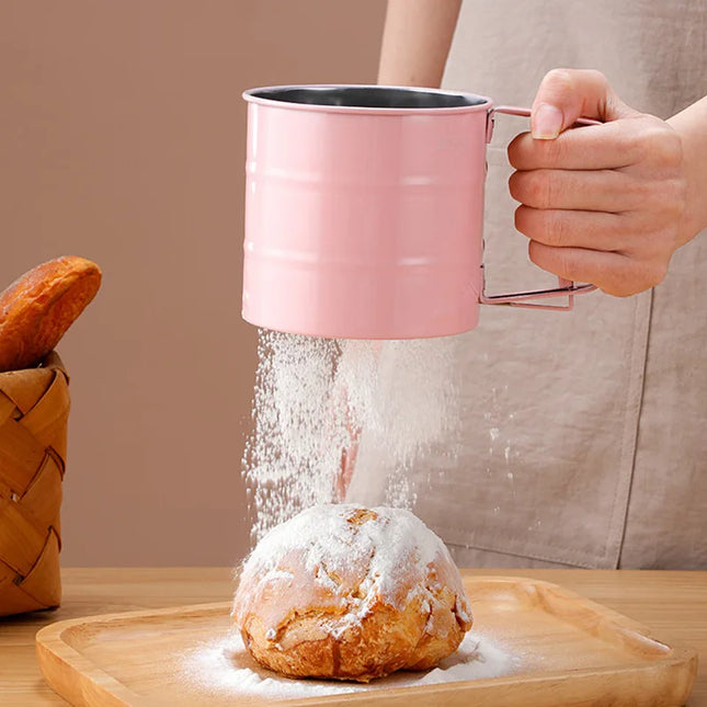 Handheld Stainless Steel Flour Sifter - Semi-Automatic Baking Tool