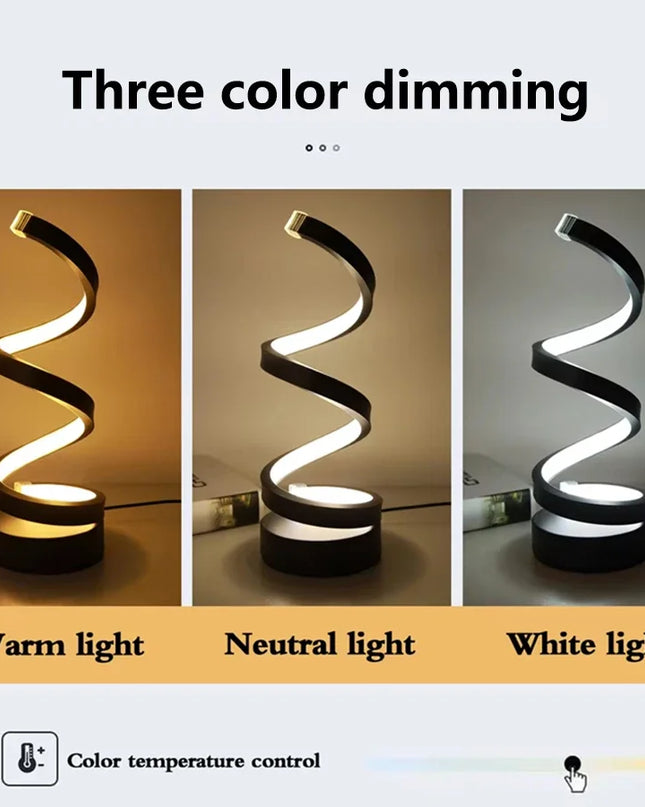 MeeToo Dimmable LED Spiral Table Lamp - Modern Night Light for Bedroom