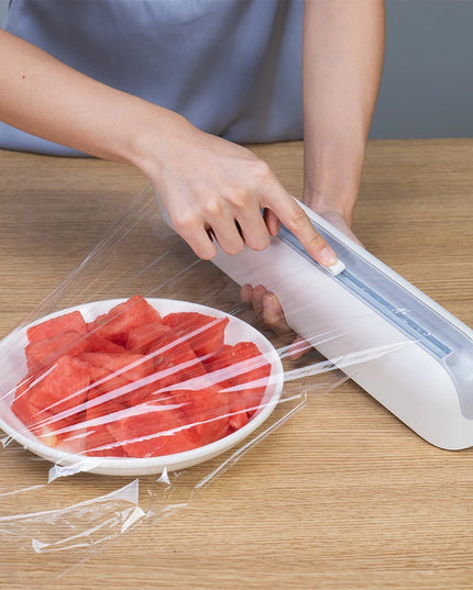 Livingandhome Kitchen Plastic Wrap Dispenser with Cutter - Easy Use