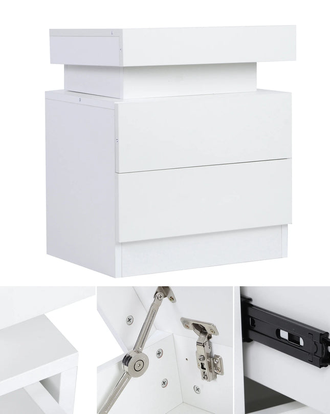 TOPINCN Modern LED Nightstand with RGB Light and Large Storage
