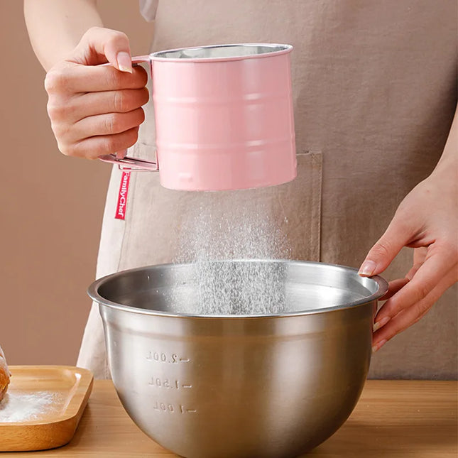 Handheld Stainless Steel Flour Sifter - Semi-Automatic Baking Tool