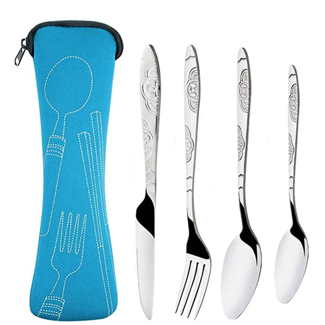 Portable Stainless Steel Dinnerware Set - 3Pcs/4Pcs/7Pcs Cutlery Kit