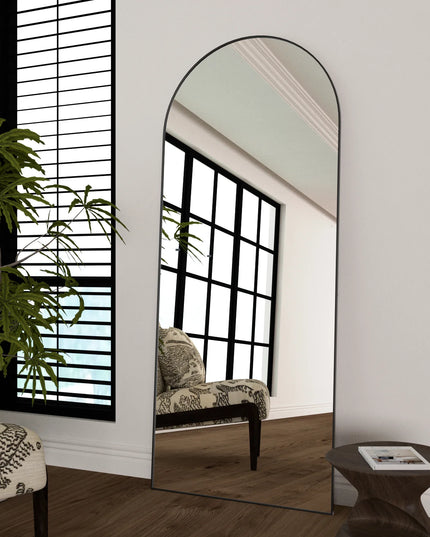 CASSILANDO Arched Full Length Mirror - Unique Black Metal Frame