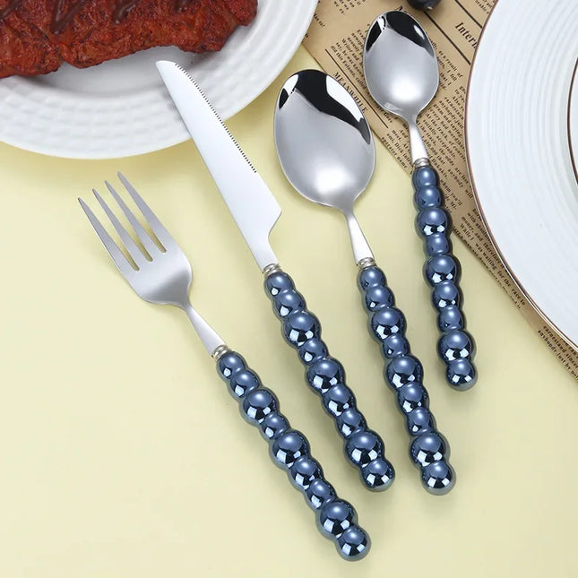 4Pcs/Set Luxury Dinnerware Stainless Steel Spoon and Fork