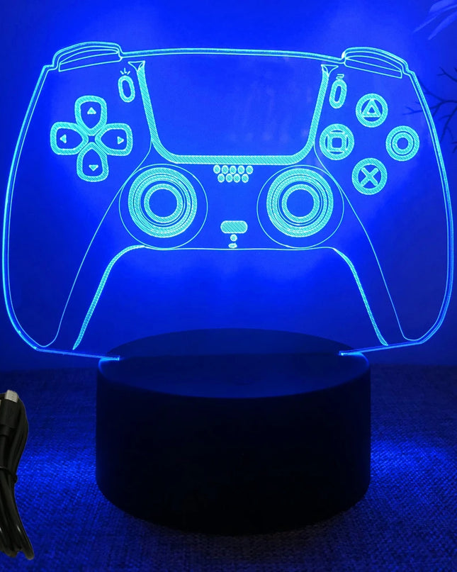 Neon Gamer 3D LED Night Light - RGB Cartoon Lamp for Bedroom