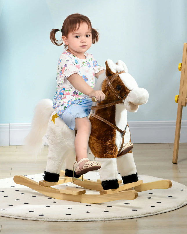 HOMCOM Rocking Horse with Music - Fun Ride On for Ages 3-6