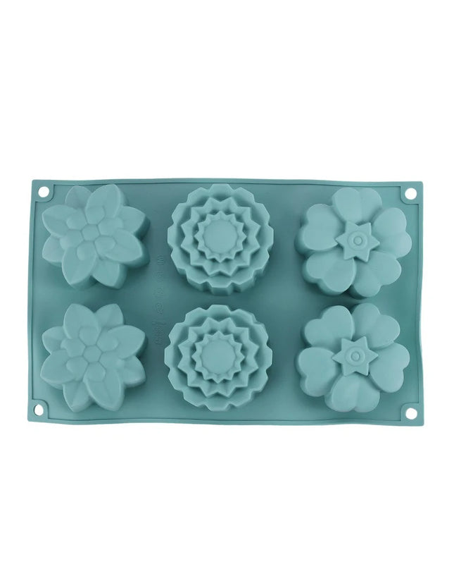Eco-Friendly Silicone Cake Mold - 6 Flower Shapes for Baking Fun