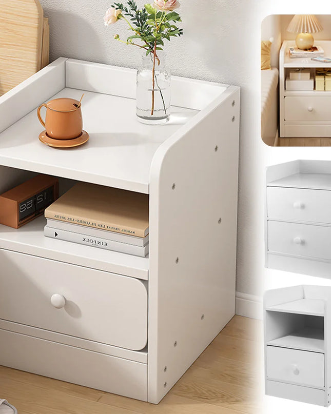 Modern Double Drawer Night Table - Sturdy Design, Small Footprint