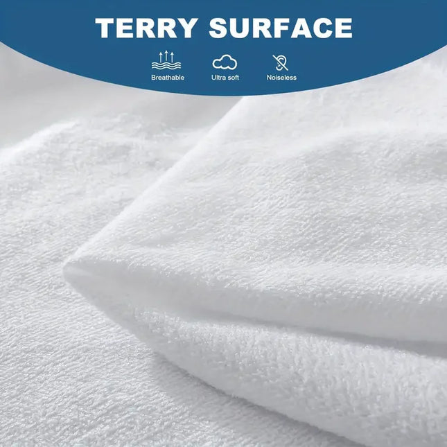 Anqianny Waterproof Mattress Cover - Soft Terry Fitted Sheet, Grey/White