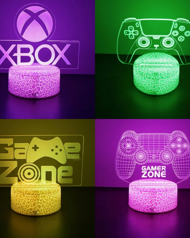 Neon Gamer 3D LED Night Light - RGB Cartoon Lamp for Bedroom