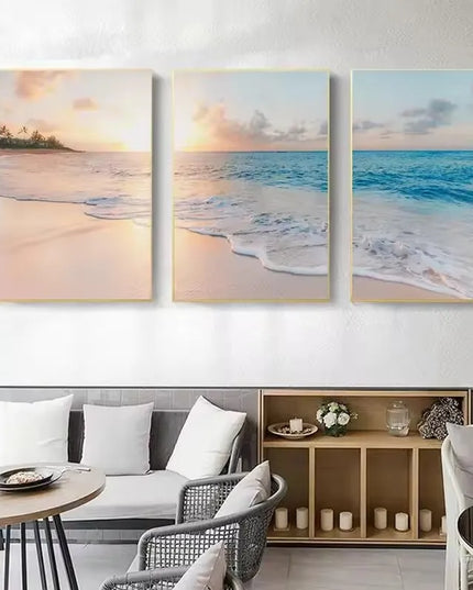 Seascape Blue Canvas Print - Modern Beach Landscape Wall Art Decor