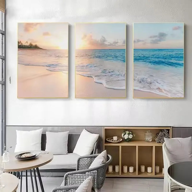 Seascape Blue Canvas Print - Modern Beach Landscape Wall Art Decor