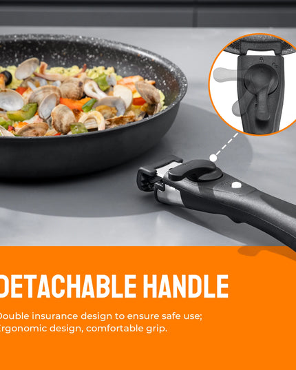 Fadware Non-Stick Frying Pan Set - Removable Handle, Induction Safe