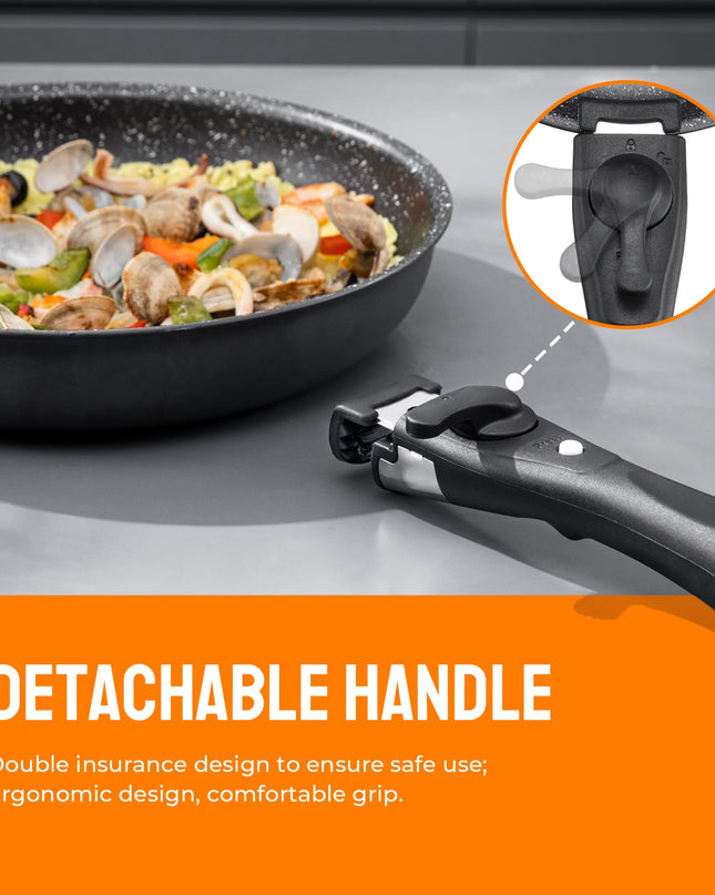 Fadware Non-Stick Frying Pan Set - Removable Handle, Induction Safe