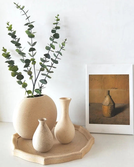 Retro Wooden Flower Vase - Nordic Style Decorative Plant Pot for Home Decor