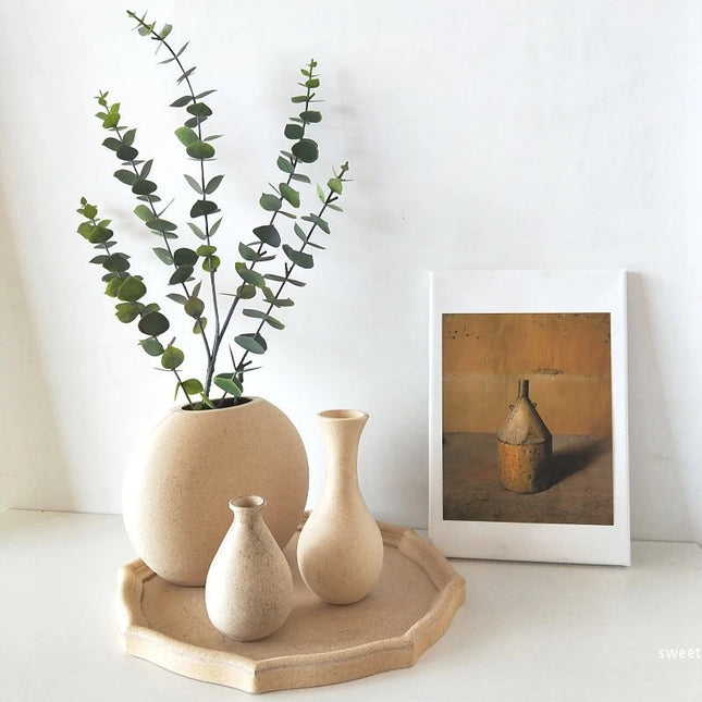 Retro Wooden Flower Vase - Nordic Style Decorative Plant Pot for Home Decor