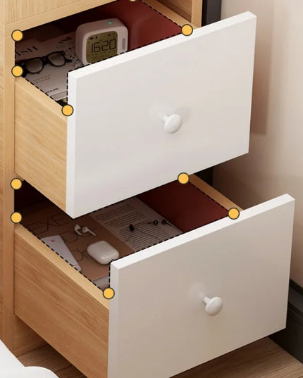 Modern Slim Bedroom Bedside Table - 2 Drawer Nightstand Storage
